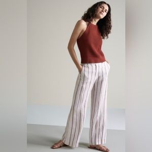 Theory Nadeema Wide-Striped Linen Cropped Pants 6
